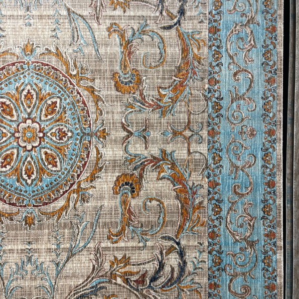 سجاد بوهيمي تركي رادا KR12C كريم تركواز مقاس 250*350