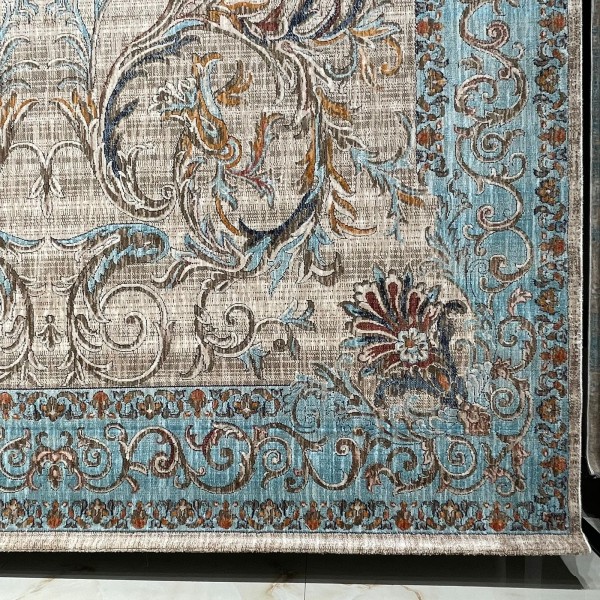 سجاد بوهيمي تركي رادا KR12C كريم تركواز مقاس 250*350