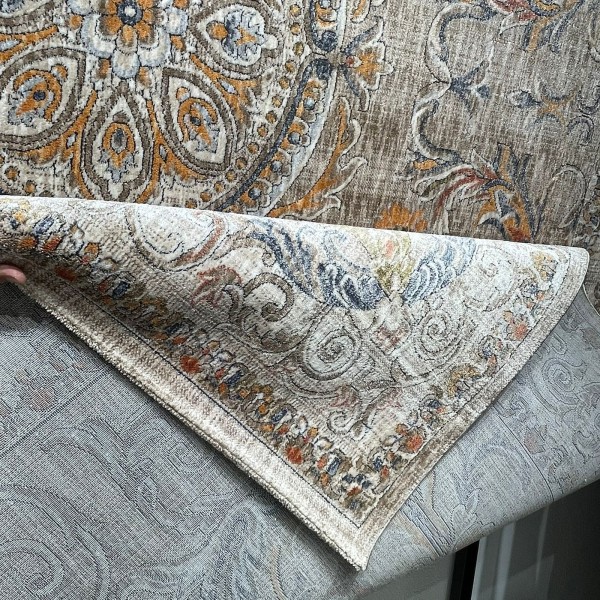 Turkish Bohemian RADA Rug KR12C Dark beige Size 150*220