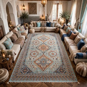Turkish Bohemian RADA Rug KM75A TURQUOIS CREAM Size 300*400