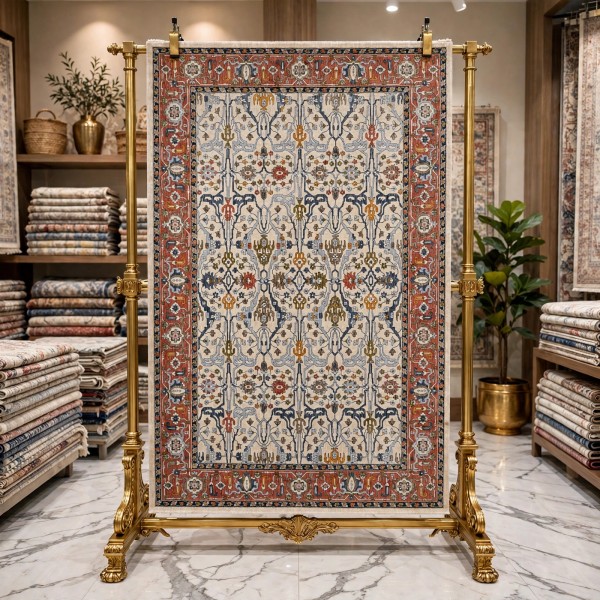 سجاد بوهيمي تركي رادا KP77C بيج مولتي روز مقاس 50*80