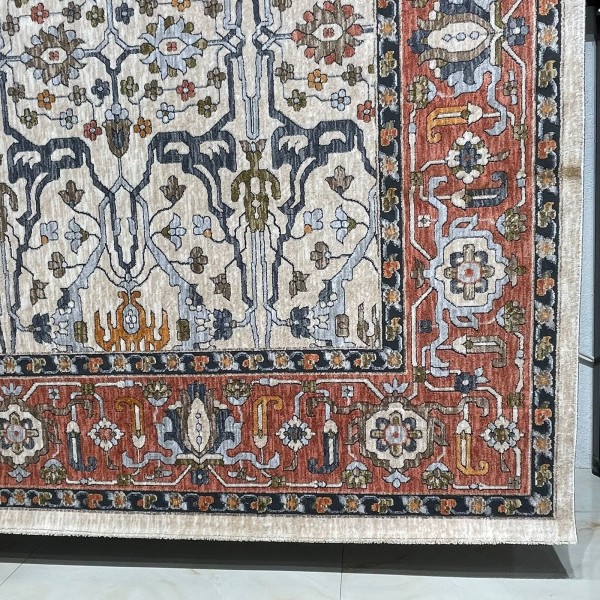 سجاد بوهيمي تركي رادا KP77C بيج مولتي روز مقاس 50*80