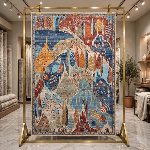 Turkish Bohemian RADA Rug KR91A CREAM Dark Blue Size 250*350