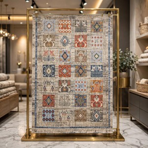 Turkish Bohemian RADA Rug CB07G Beige Multe Rose Size 150*220