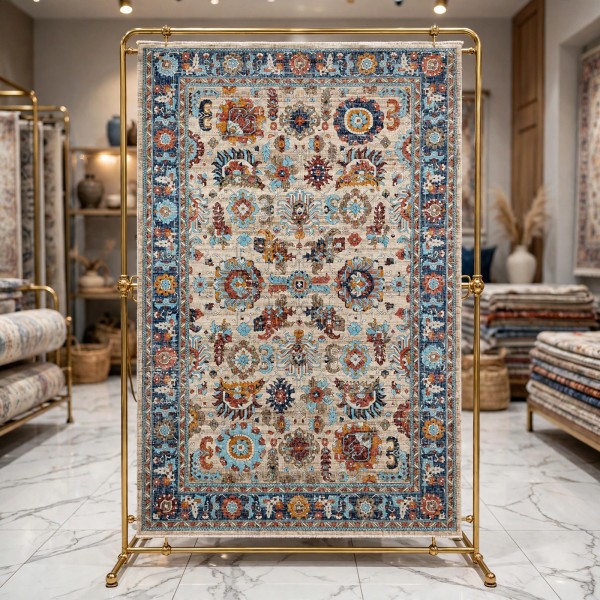 Turkish Bohemian RADA Rug KP97B Cream Dark beige Size 300*400
