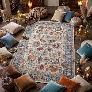Turkish Bohemian RADA Rug KP97B Cream Dark beige Size 300*400