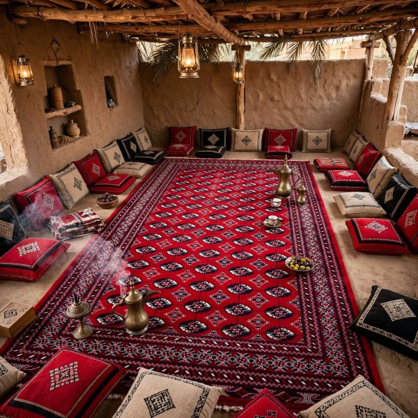سجاد تركي سيلك نوماد B234A احمر كحلي مقاس 400*500