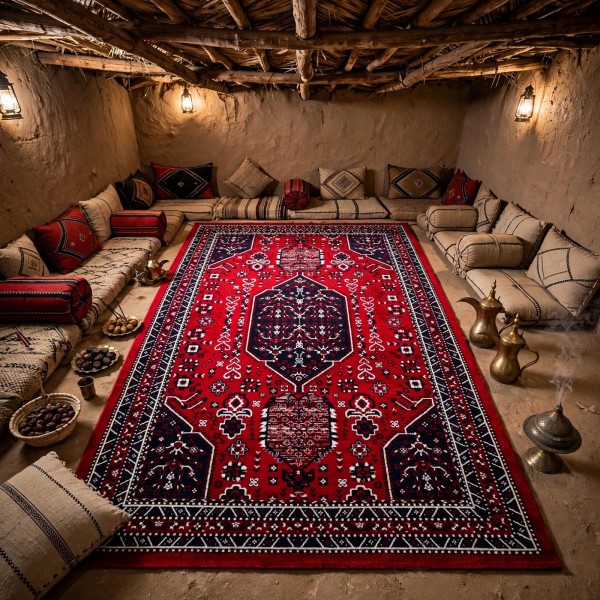 سجاد الهبه تركي سيلك نوماد B241A احمر كحلي مقاس 250*350