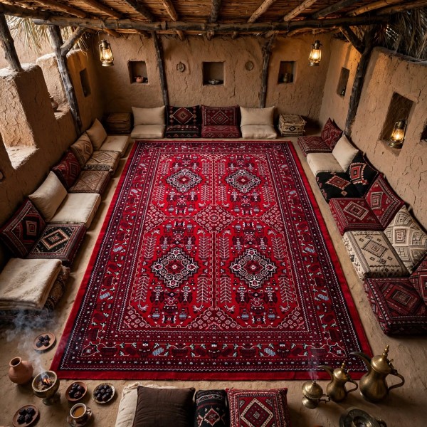 سجاد الهبه تركي سيلك نوماد B243A احمر كحلي مقاس 100*200