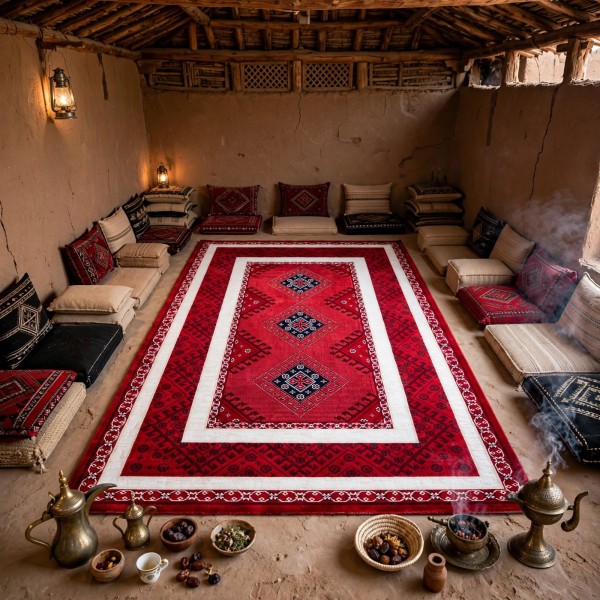 سجاد الهبه تركي سيلك نوماد B251A احمر كحلي مقاس 150*220