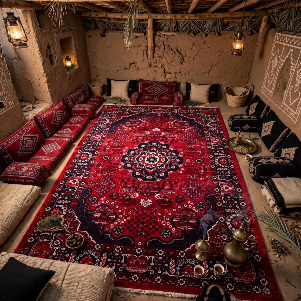 سجاد الهبه تركي سيلك نوماد B252A احمر كحلي مقاس 300*400