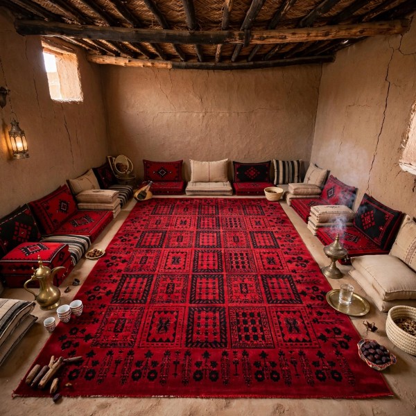 سجاد الهبه تركي سيلك نوماد C275A احمر اسود مقاس 250*350