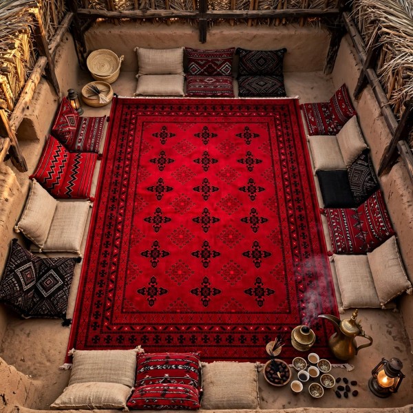 سجاد الهبه تركي سيلك نوماد C276A احمر اسود مقاس 150*220
