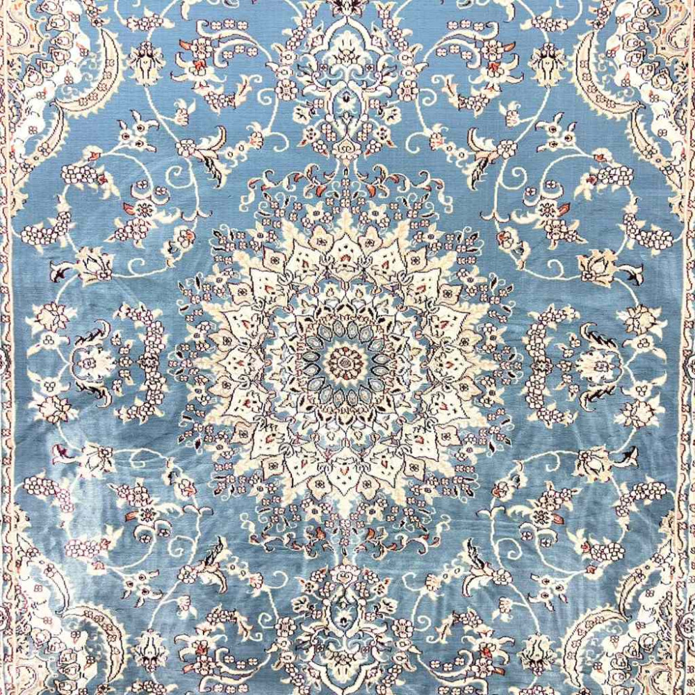 سجاد تركي سوبر شيراز P7242 سماوي مقاس 100*500