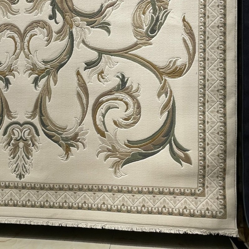 سجاد فورتاكس تركي 41748A كريم اخضر دائري مقاس 200*200