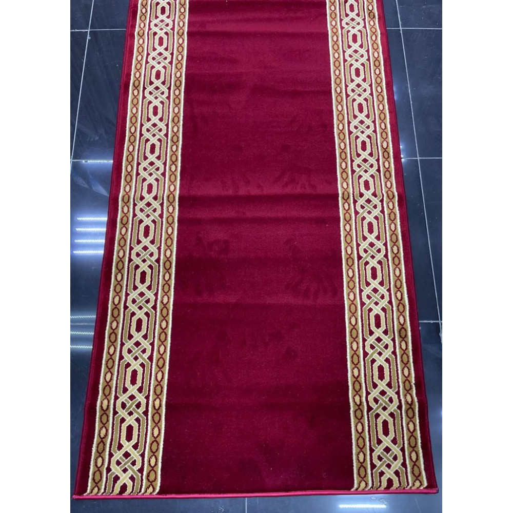 ممر ملكي رسمي اكريليك خيط مبروم فرش درج برواز لون احمر عرض 125 سم