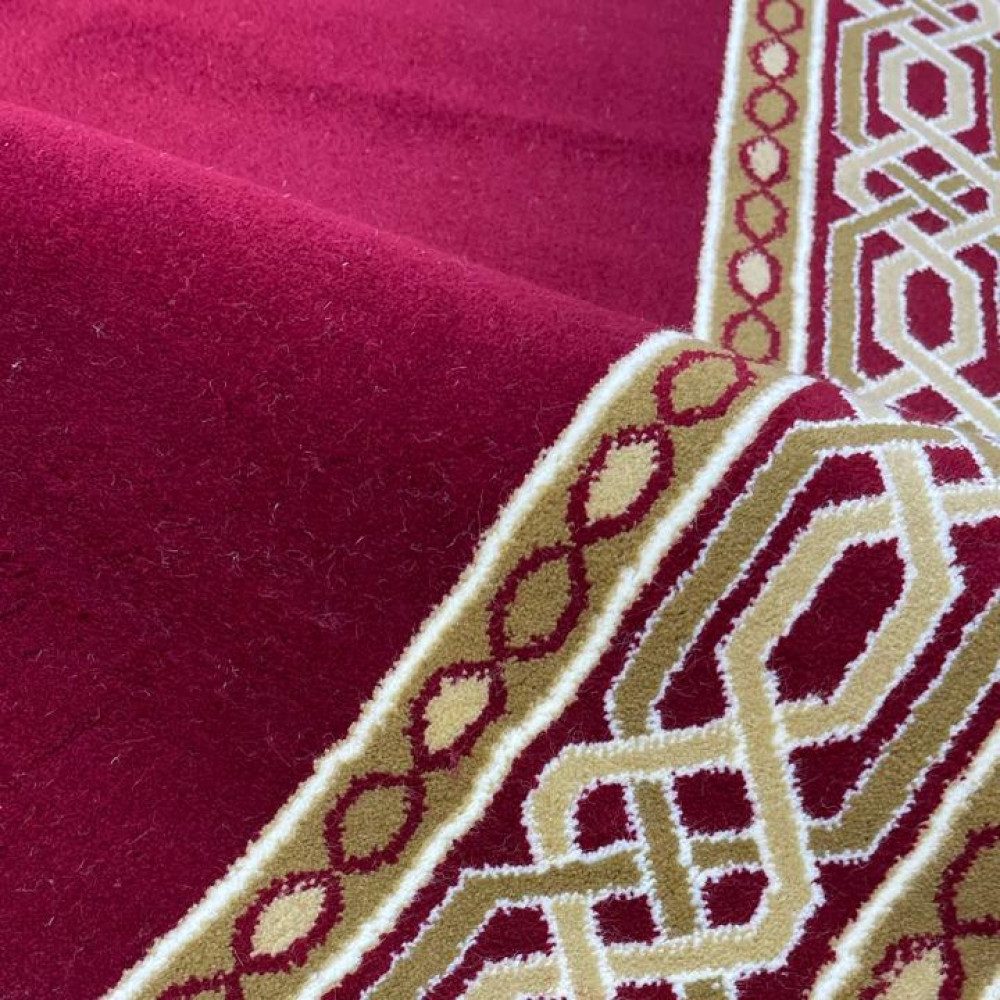 ممر ملكي رسمي اكريليك خيط مبروم فرش درج برواز لون احمر عرض 125 سم