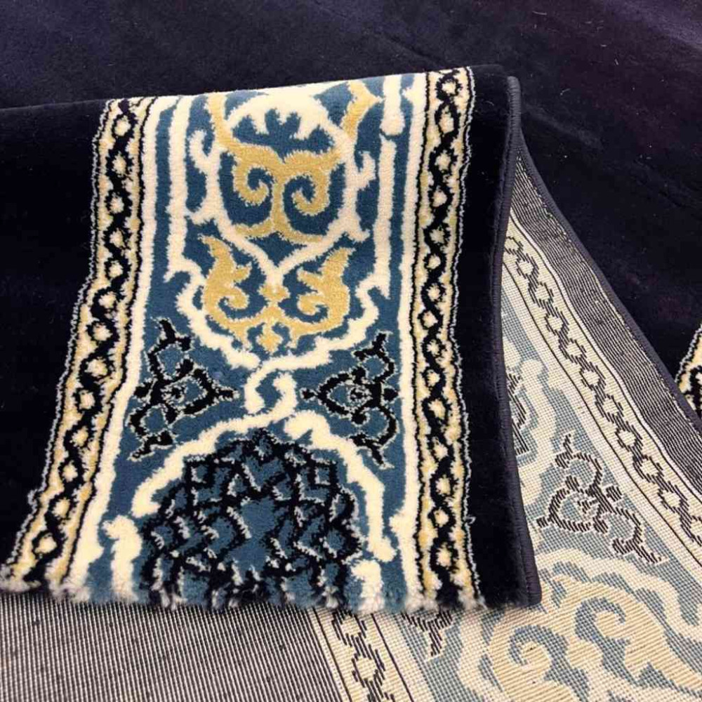 سجاد صلاة مناسك تركي F301A كحلي مقاس 125*1000 سم