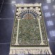 Green prayer rug inspired by the carpet design in Al-Rawdah Al-Nabawi Mosque