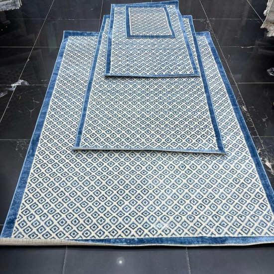 Abu Rakan set of four Turkish silk carpets 1993 bule size 150*220+50*80+100*200+80*150