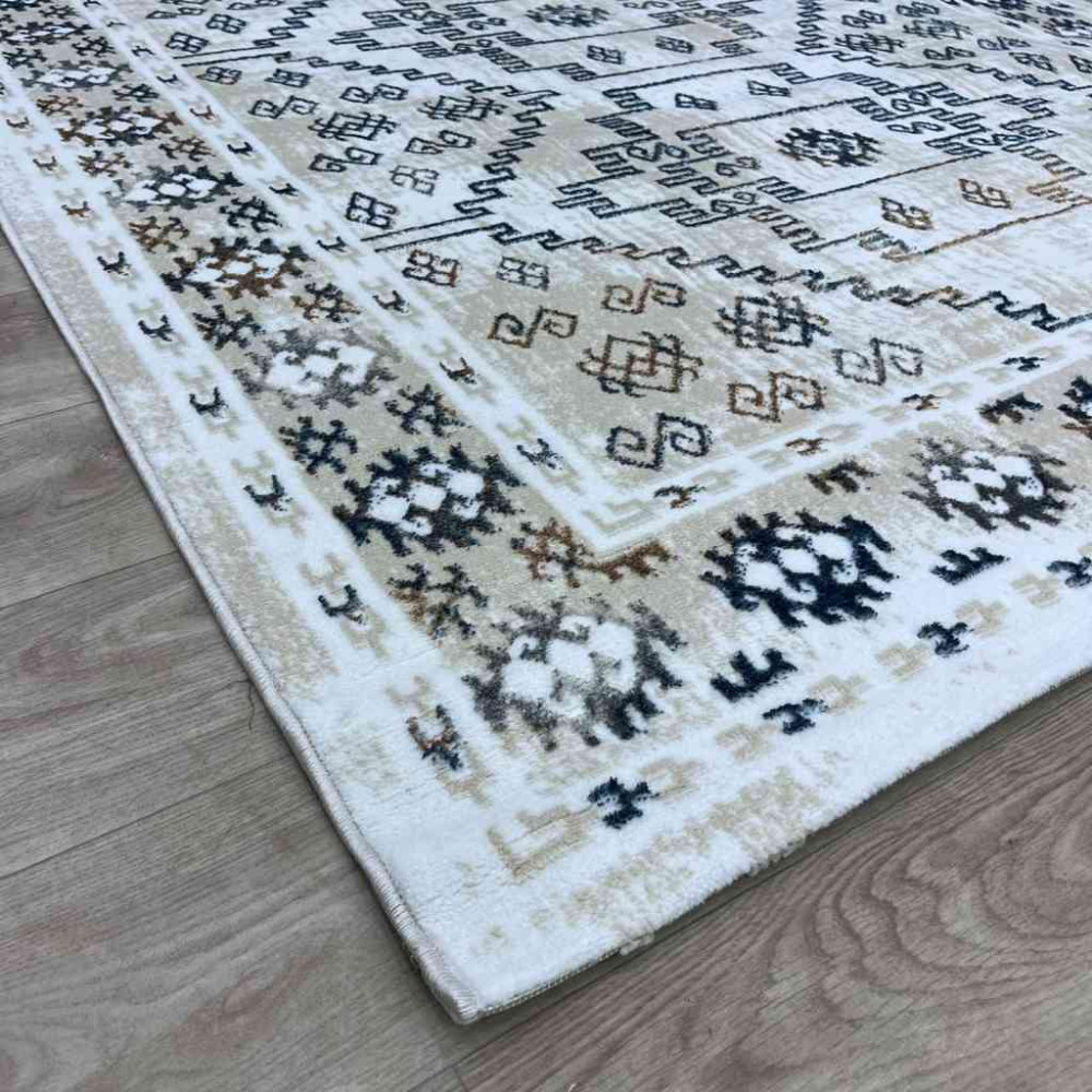 سجاد تركي ميا 11224B بيج ازرق غامق مقاس 80*150