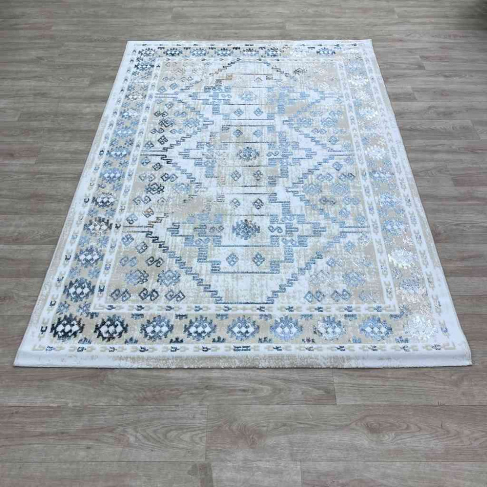 سجاد تركي ميا 11224B بيج ازرق غامق مقاس 80*150