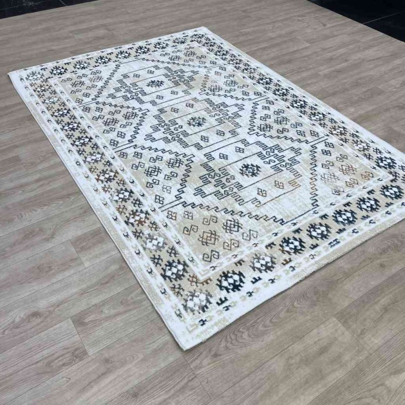 سجاد تركي ميا 11224B بيج ازرق غامق مقاس 80*150