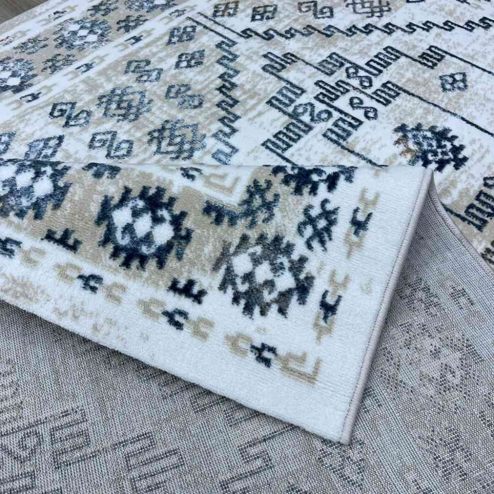 سجاد تركي ميا 11224B بيج ازرق غامق مقاس 80*150