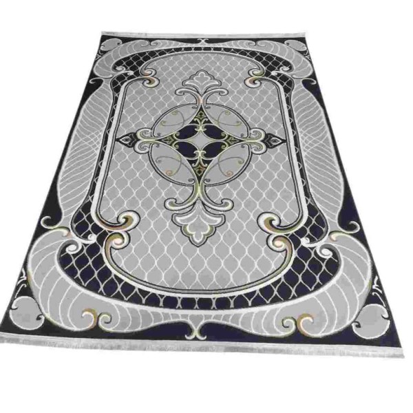 Turkish rug Bionkla BN102A gray navy size 100*300
