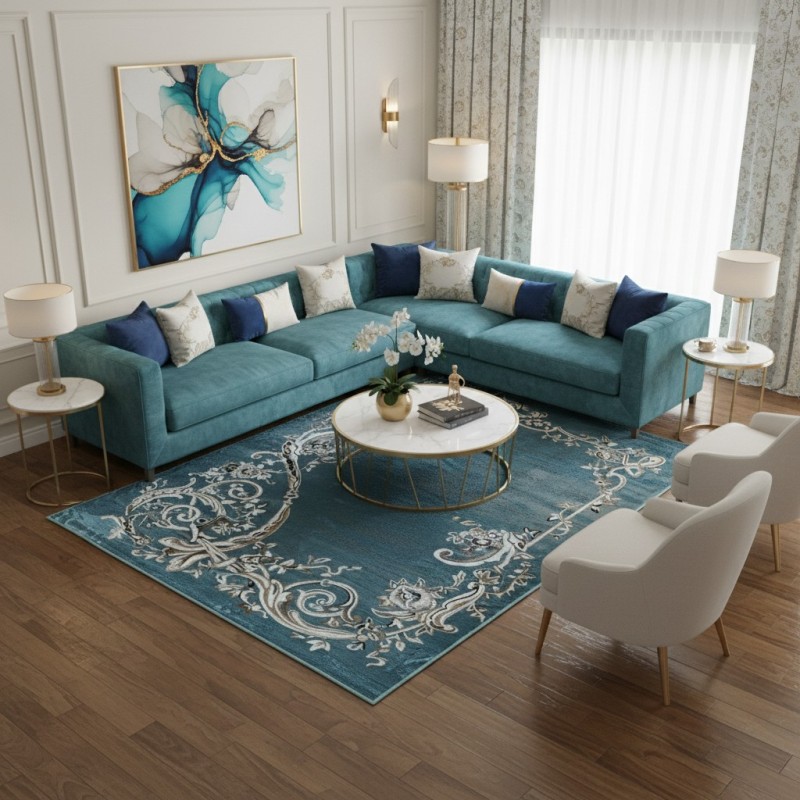 JANAN Turkish Modern Rugs S1014 blue size 100*200