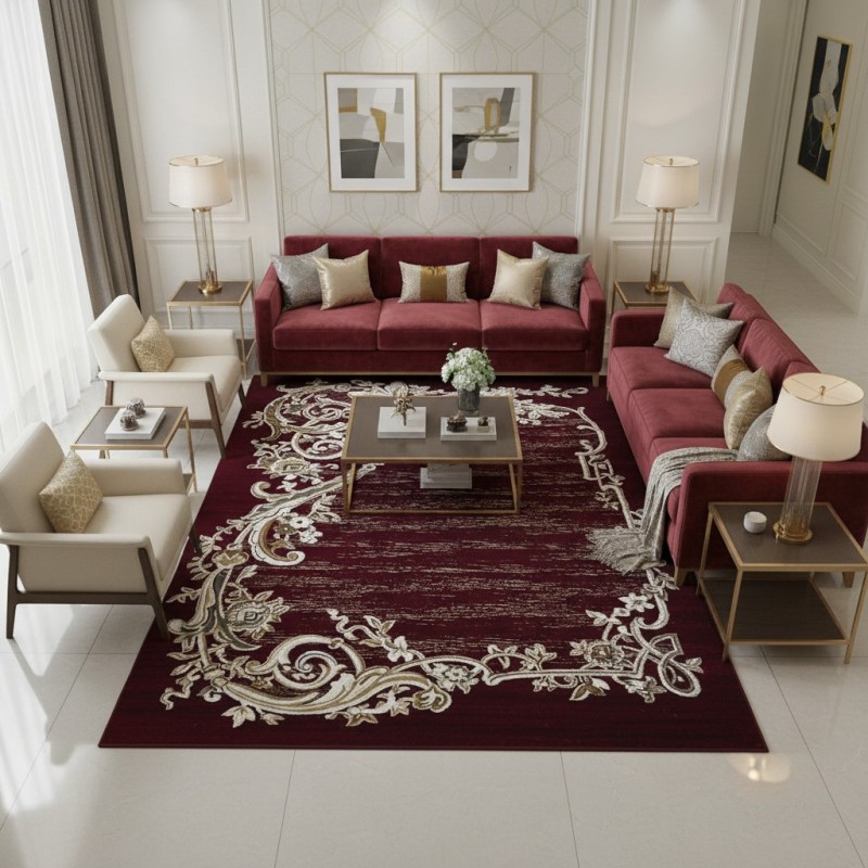 JANAN Turkish Modern Rugs S1014 BURGUNDY size 200*300