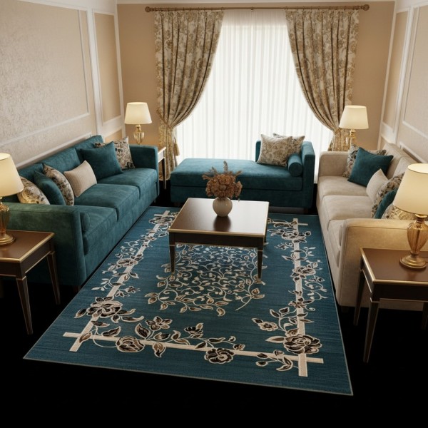 سجاد كلاسيك مالمو تركي S1019 سماوي مقاس 50*80
