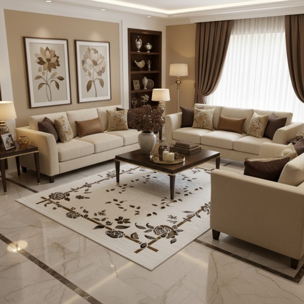سجاد كلاسيك مالمو تركي S1019 كريم مقاس 50*80