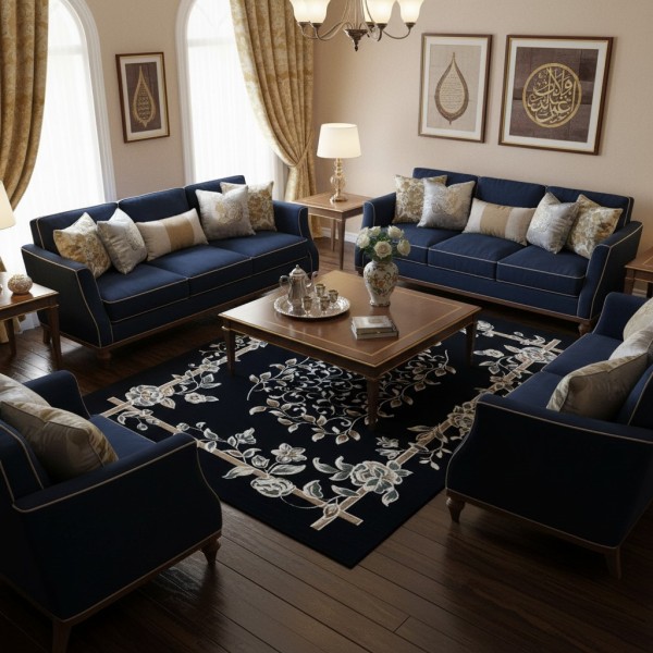 MALMO Turkish classic Rugs S1019 NAVY size 100*300