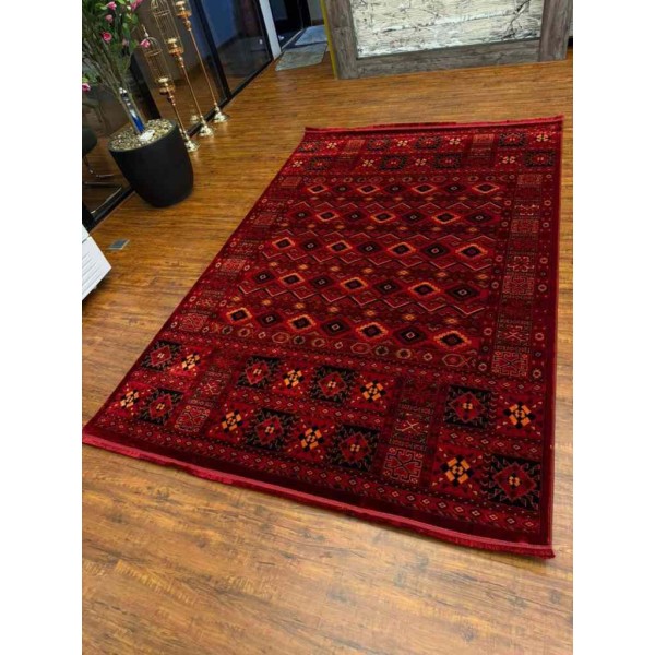 Turkish Bukhari Super Afghani Rug RFG4507 Red Size 100*200