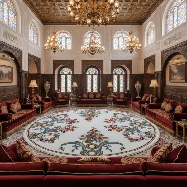 سجاد تركي سوبر الماني F498A كريم دايري مقاس 150*150