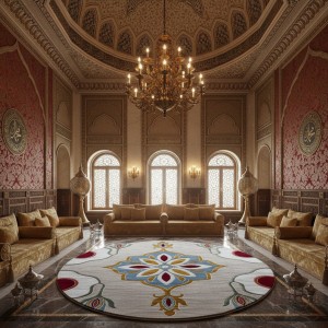 Turkish SUPER STAR Carpet F500A Beige Round Size 150*150