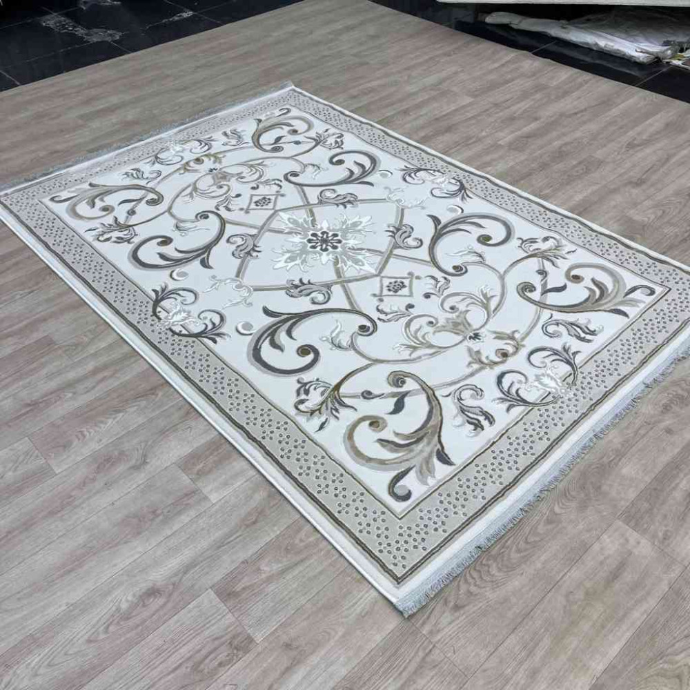 سجاد شرقي تاج نقش ايراني تركي 36023A كريم بيج مقاس  200*300