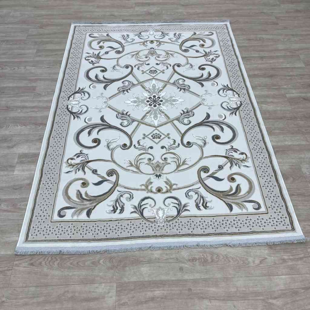 سجاد شرقي تاج نقش ايراني تركي 36023A كريم بيج مقاس  200*300