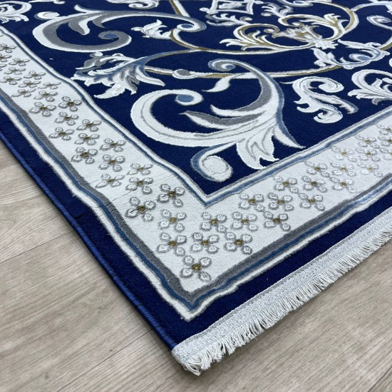 Taj Iranian Turkish Engraving Oriental Rug 36023A Navy 100*200 Taj Iranian Turkish Engraving Oriental Rug 36023A Navy 100*200