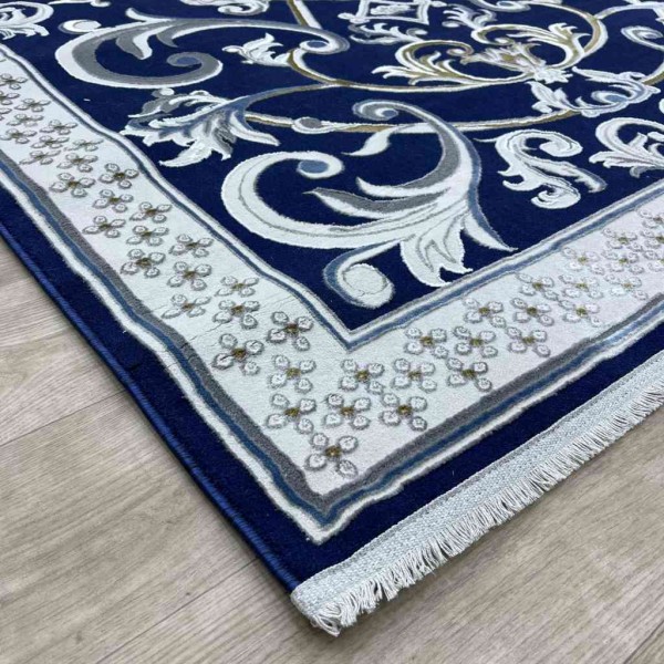 Taj Iranian Turkish Engraving Oriental Rug 36023A Navy 400x500