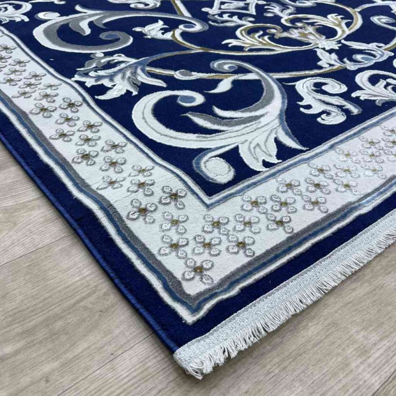 سجاد شرقي تاج نقش ايراني تركي 36023A كحلي مقاس 200*300