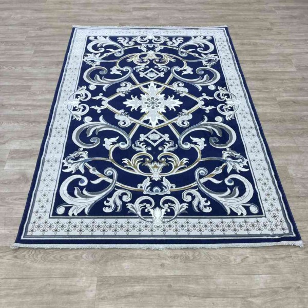 Taj Iranian Turkish Engraving Oriental Rug 36023A Navy 400x500