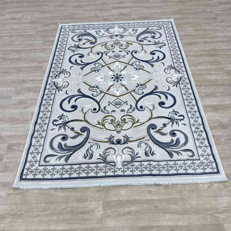Taj Iranian Turkish Engraving Oriental Rug 36023A Sky Light grey 100x200