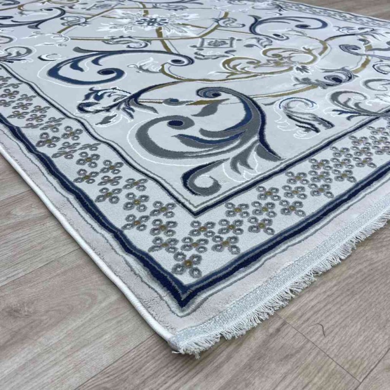 Taj Iranian Turkish Engraving Oriental Rug 36023A Sky Light grey 100x200