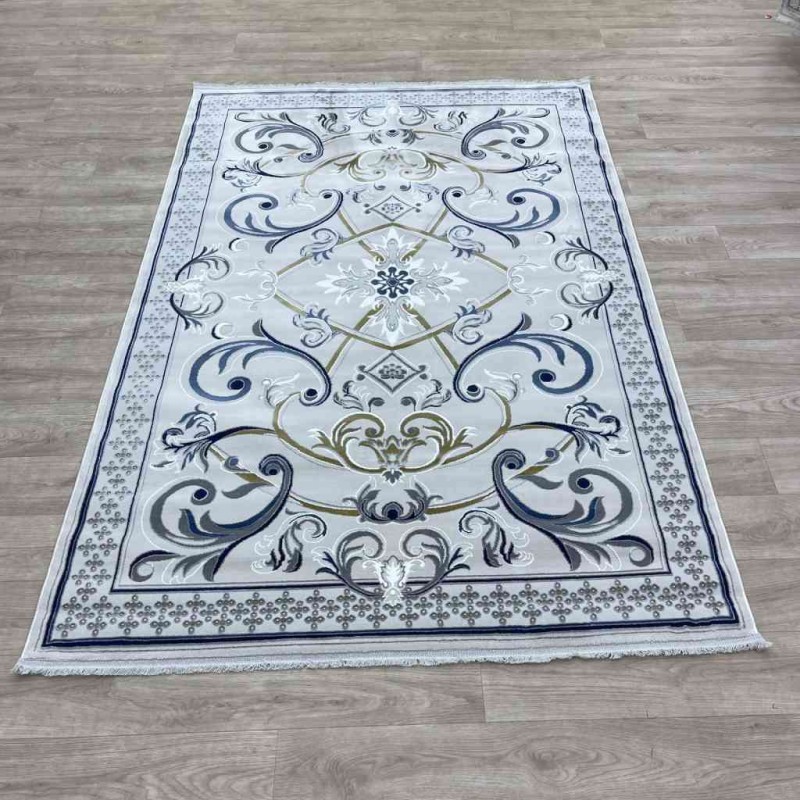 Taj Iranian Turkish Engraving Oriental Rug 36023A Sky Light grey 100x200