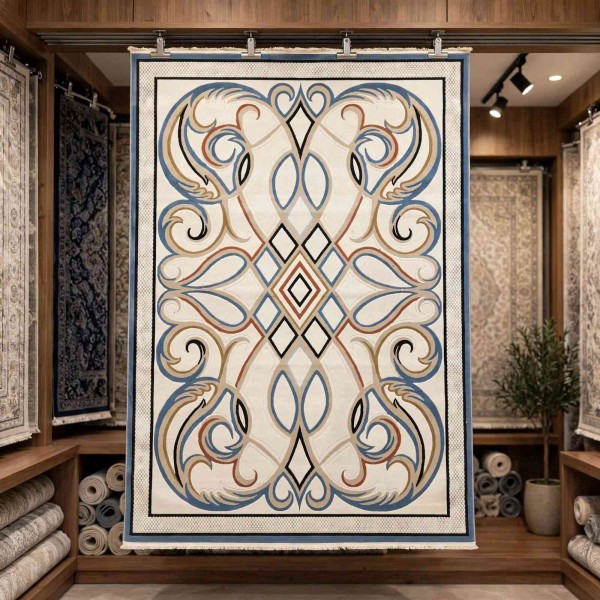 Turkish rug Wardah French pattern AL194A CREAM blue size 200*300