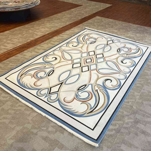 Turkish rug Wardah French pattern AL194A CREAM blue size 200*300