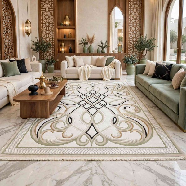 Turkish rug Wardah French pattern AL194A CREAM green size 300*400