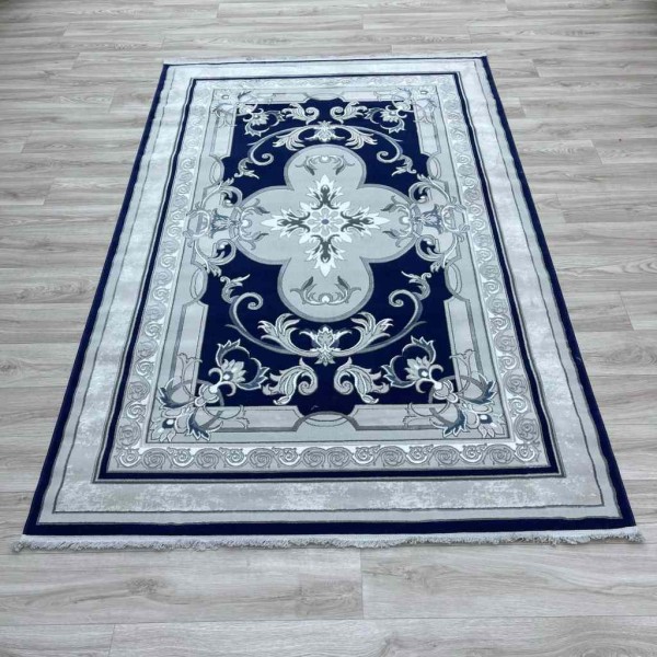 Serenity Turkish carpet Iranian hand-knotted 36235 navy blue size 250*350